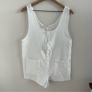 Xhilaration White Neutral Gauzy Romper Playsuit Coastal Boho Lagenlook Medium
